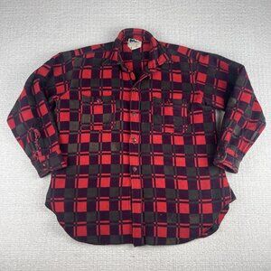 Vintage Champion Flannel Shirt Mens Size 15 1/2 Red 1970 Distressed Plaid (Read